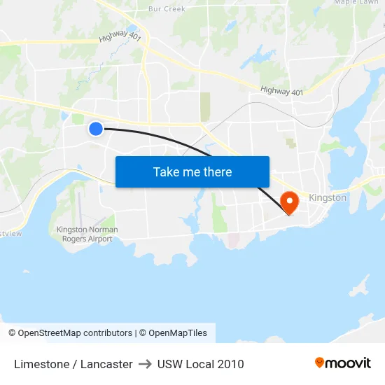 Limestone / Lancaster to USW Local 2010 map
