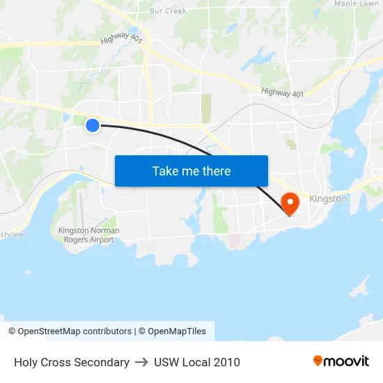 Holy Cross Secondary to USW Local 2010 map