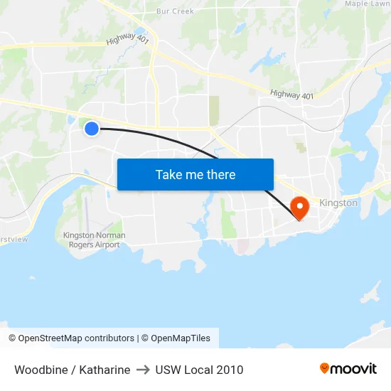 Woodbine / Katharine to USW Local 2010 map