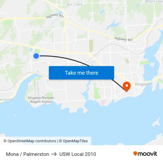 Mona / Palmerston to USW Local 2010 map