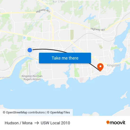 Hudson / Mona to USW Local 2010 map