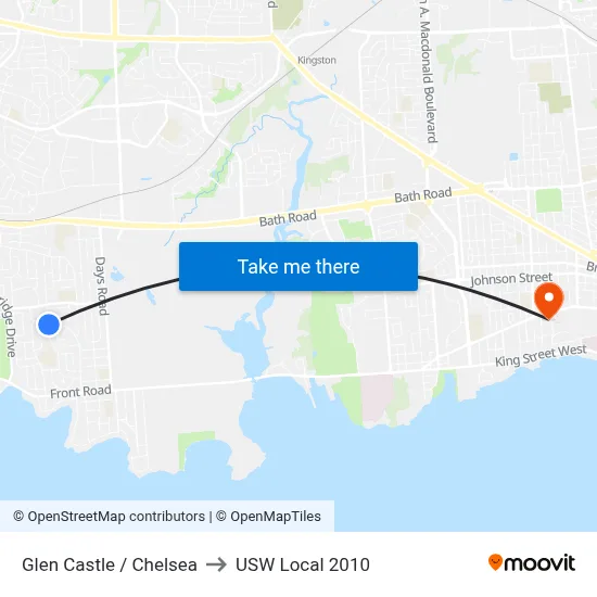 Glen Castle / Chelsea to USW Local 2010 map