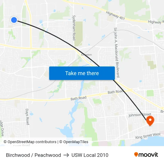 Birchwood / Peachwood to USW Local 2010 map