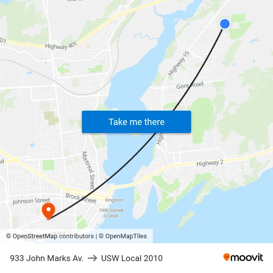 933 John Marks Av. to USW Local 2010 map