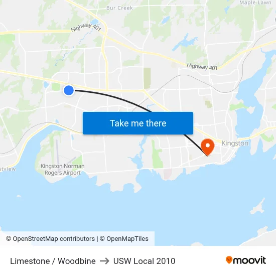 Limestone / Woodbine to USW Local 2010 map
