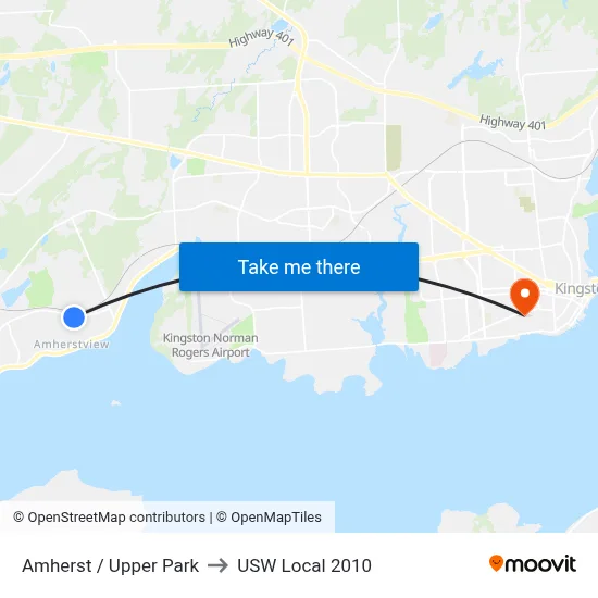 Amherst / Upper Park to USW Local 2010 map