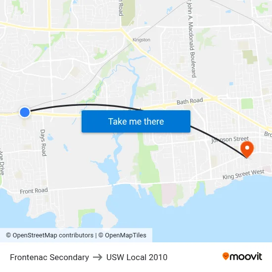 Frontenac Secondary to USW Local 2010 map