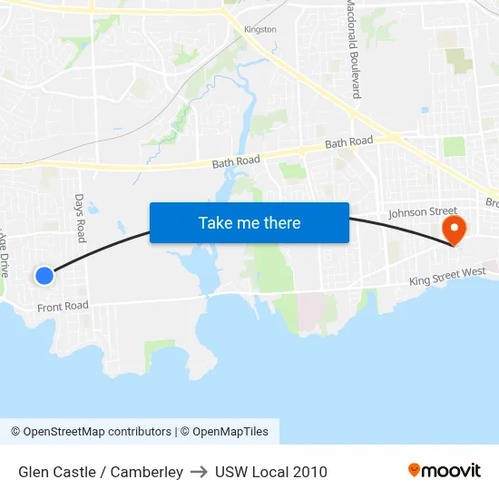 Glen Castle / Camberley to USW Local 2010 map