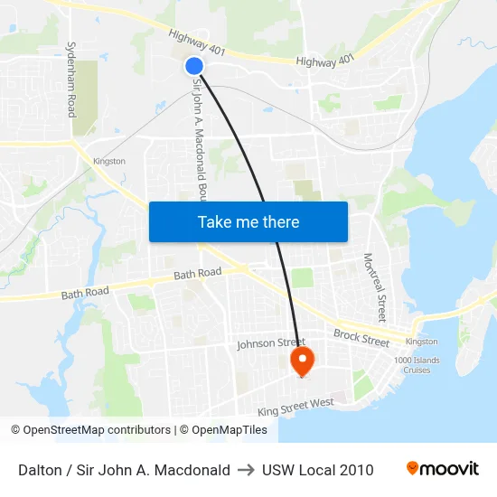 Dalton / Sir John A. Macdonald to USW Local 2010 map