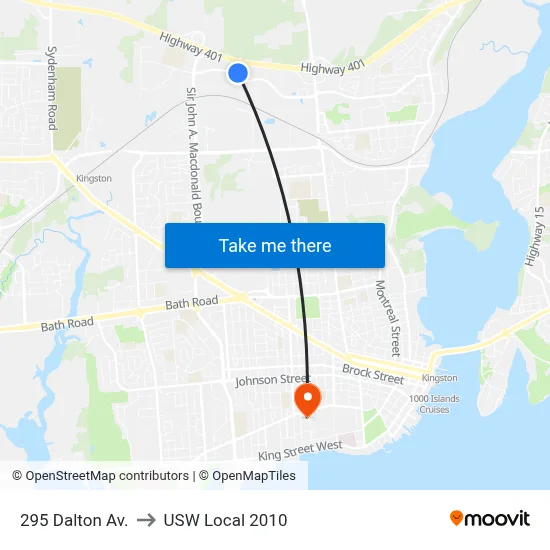 295 Dalton Av. to USW Local 2010 map