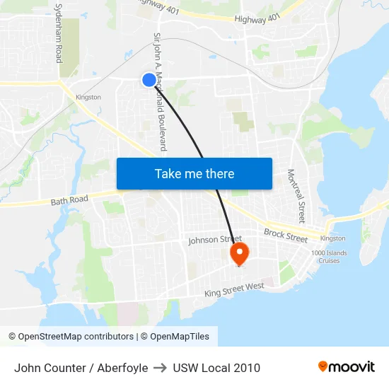John Counter / Aberfoyle to USW Local 2010 map
