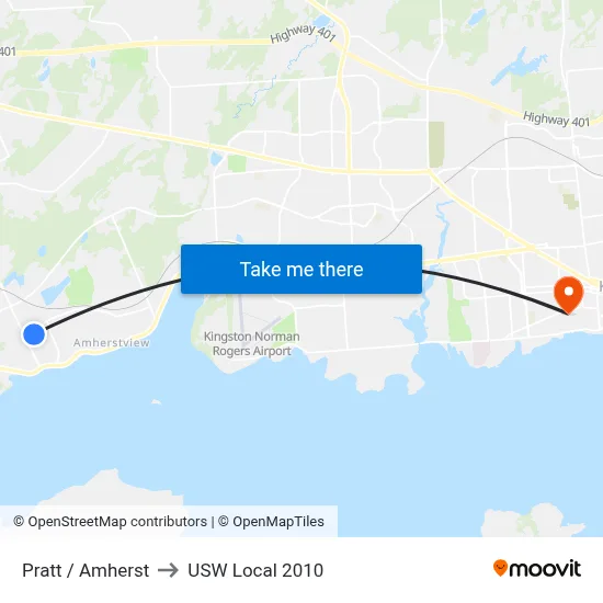 Pratt / Amherst to USW Local 2010 map