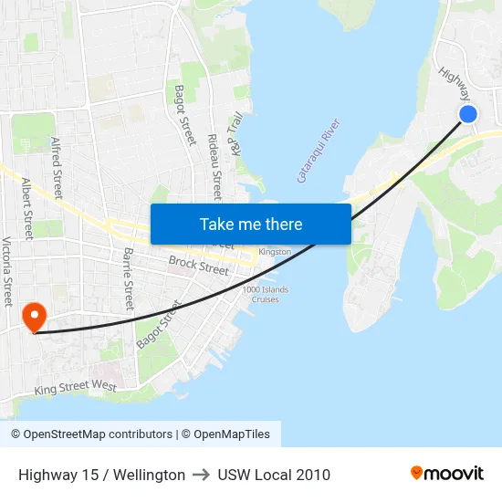 Highway 15 / Wellington to USW Local 2010 map