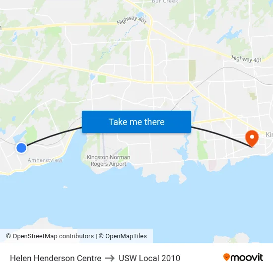 Helen Henderson Centre to USW Local 2010 map