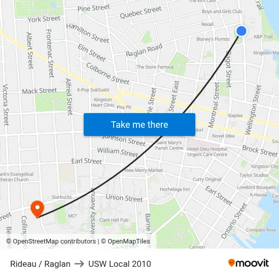 Rideau / Raglan to USW Local 2010 map