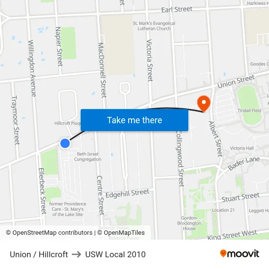 Union / Hillcroft to USW Local 2010 map