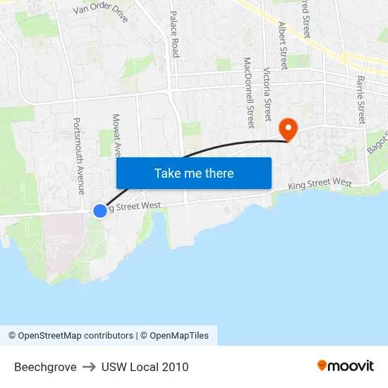 Beechgrove to USW Local 2010 map