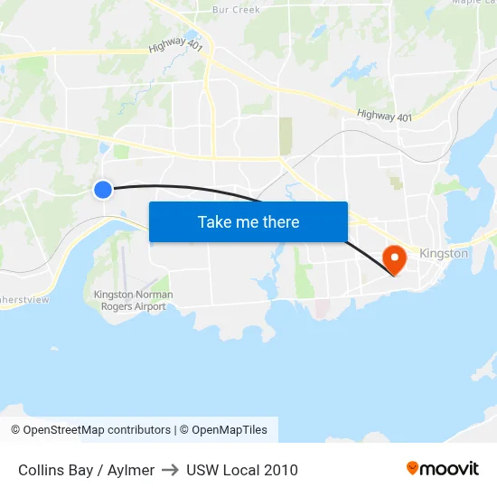 Collins Bay / Aylmer to USW Local 2010 map
