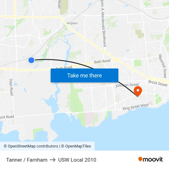 Tanner / Farnham to USW Local 2010 map