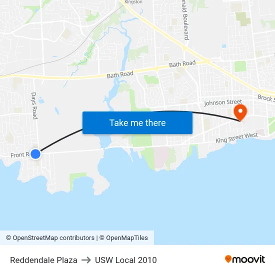 Reddendale Plaza to USW Local 2010 map