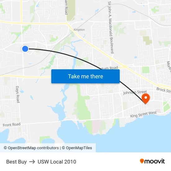 Best Buy to USW Local 2010 map