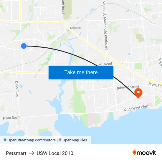 Petsmart to USW Local 2010 map