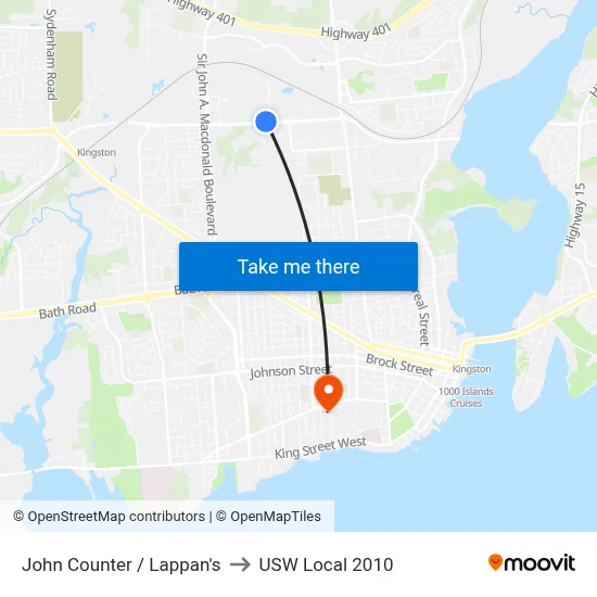 John Counter / Lappan's to USW Local 2010 map