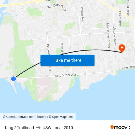King / Trailhead to USW Local 2010 map