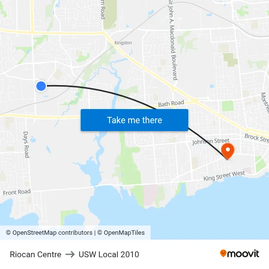 Riocan Centre to USW Local 2010 map