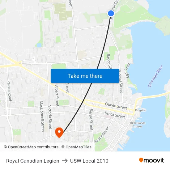 Royal Canadian Legion to USW Local 2010 map