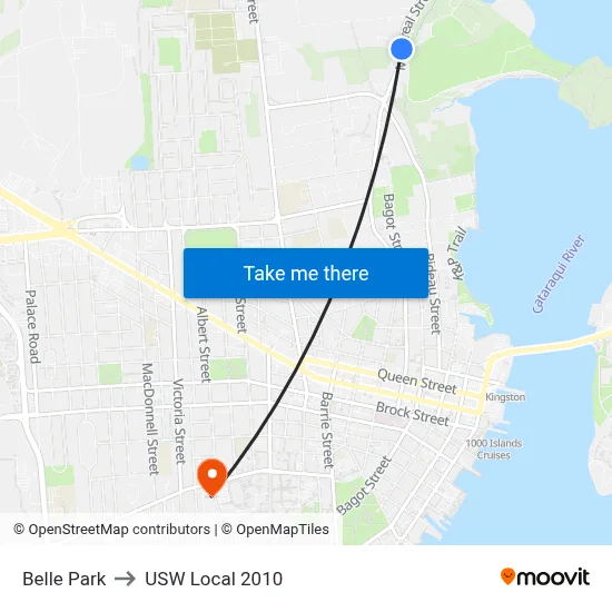 Belle Park to USW Local 2010 map