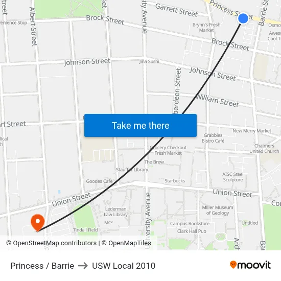 Princess / Barrie to USW Local 2010 map