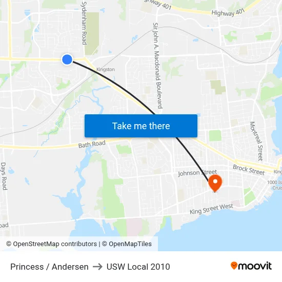 Princess / Andersen to USW Local 2010 map
