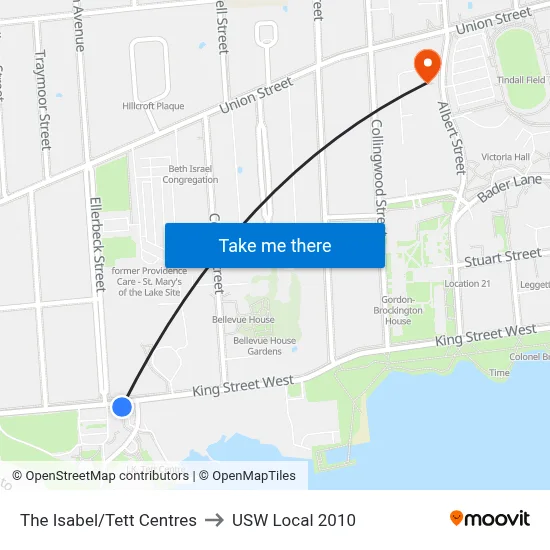 The Isabel/Tett Centres to USW Local 2010 map