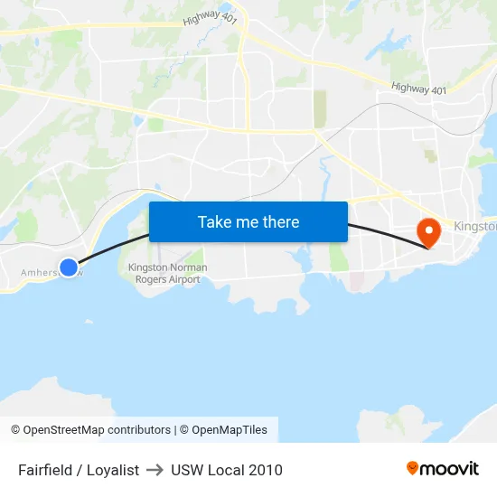 Fairfield / Loyalist to USW Local 2010 map