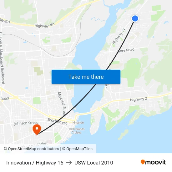 Innovation / Highway 15 to USW Local 2010 map