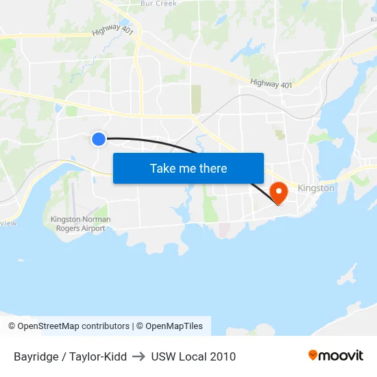 Bayridge / Taylor-Kidd to USW Local 2010 map