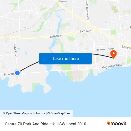 Centre 70 Park And Ride to USW Local 2010 map