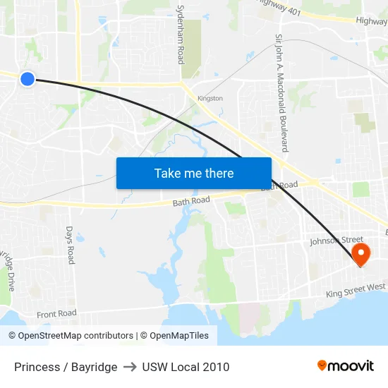 Princess / Bayridge to USW Local 2010 map