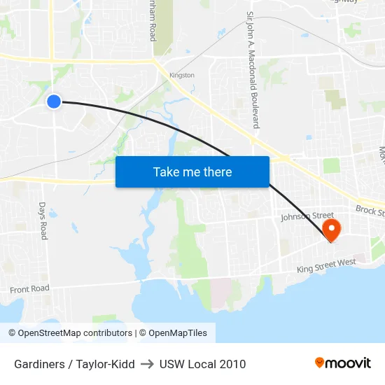 Gardiners / Taylor-Kidd to USW Local 2010 map