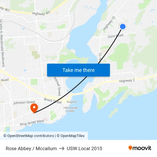Rose Abbey / Mccallum to USW Local 2010 map