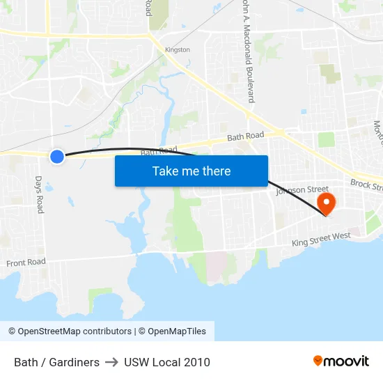 Bath / Gardiners to USW Local 2010 map