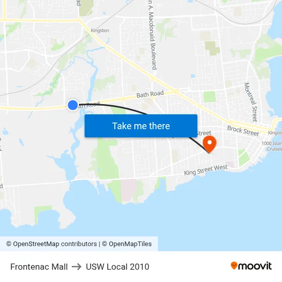 Frontenac Mall to USW Local 2010 map