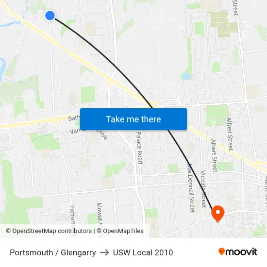 Portsmouth / Glengarry to USW Local 2010 map