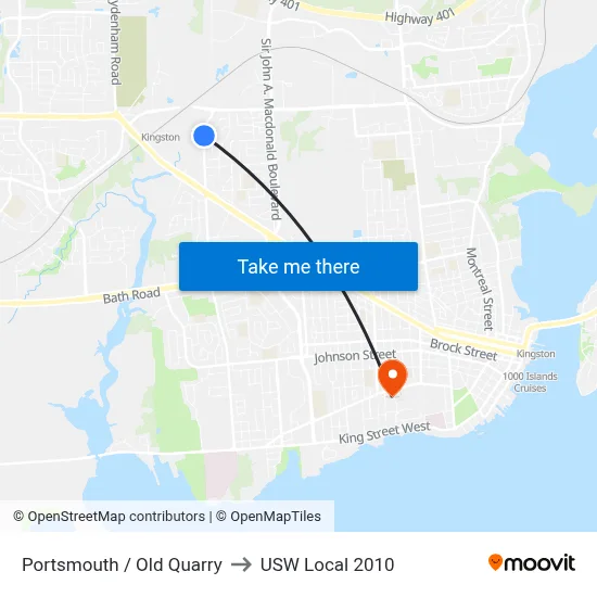Portsmouth / Old Quarry to USW Local 2010 map