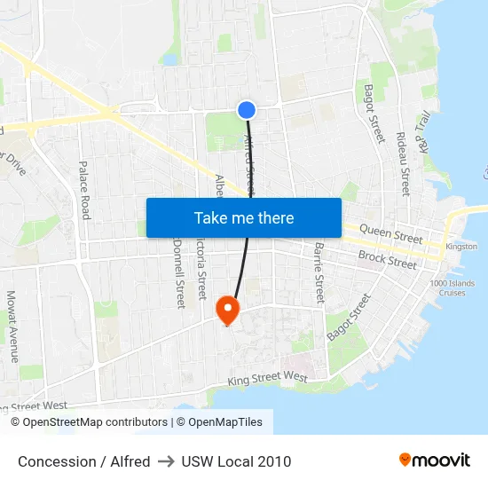 Concession / Alfred to USW Local 2010 map
