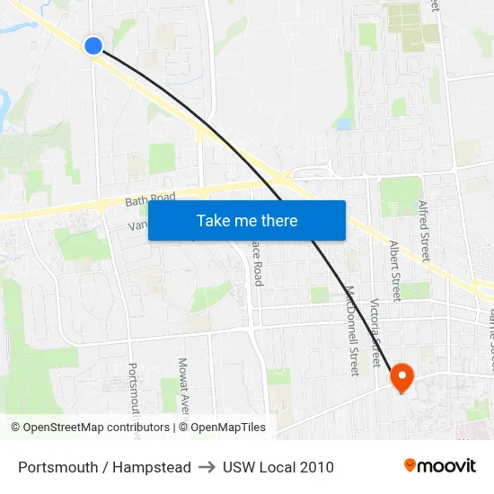 Portsmouth / Hampstead to USW Local 2010 map