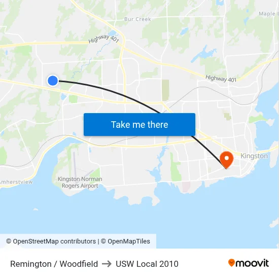 Remington / Woodfield to USW Local 2010 map
