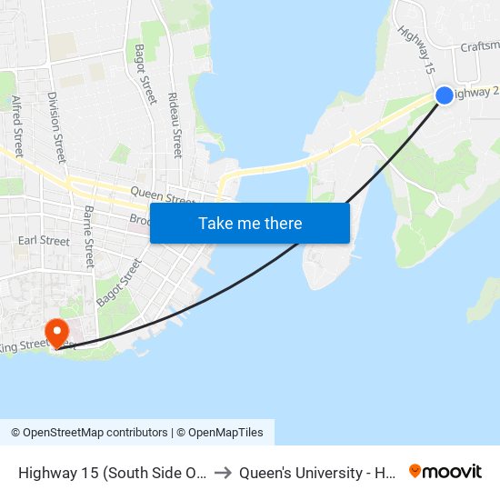 Highway 15 (South Side Of Highway 2) to Queen's University - Heating Plant map