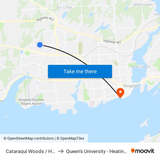 Holden Street (North Side Of Cataraqui Woods) to Queen's University - Heating Plant map